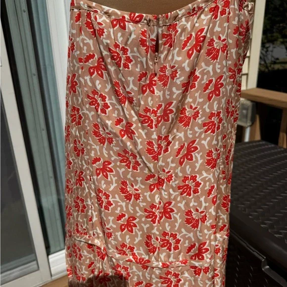 Joie Red Orange Cream Floral Midi Halter Dress size OX Large POSSIBLY Plus Size - Picture 9 of 13